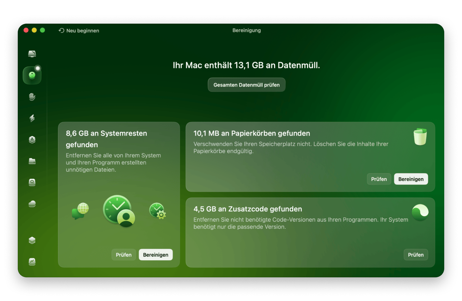 Der Bereich „Mein Krempel" in CleanMyMac zeigt gefundene Duplikate und ähnliche Bildschirmfotos auf dem Mac